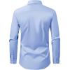 Alimens & Gentle Men’s Dress Shirts Transitional Weather Long Sleeve Stretch Wrinkle-Free Button Down Top(Blue)