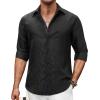Alimens & Gentle Mens Paisley Dress Shirt Long Sleeve Luxury Button Down Floral Shirt Party Casual Wedding(Black)