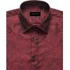 Alimens & Gentle Mens Paisley Dress Shirt Long Sleeve Luxury Button Down Floral Shirt Party Casual Wedding(Black Red)