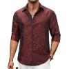 Alimens & Gentle Mens Paisley Dress Shirt Long Sleeve Luxury Button Down Floral Shirt Party Casual Wedding(Black Red)