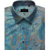 Alimens & Gentle Mens Paisley Dress Shirt Long Sleeve Luxury Button Down Floral Shirt Party Casual Wedding(Blue)