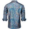 Alimens & Gentle Mens Paisley Dress Shirt Long Sleeve Luxury Button Down Floral Shirt Party Casual Wedding(Blue)