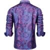 Alimens & Gentle Mens Paisley Dress Shirt Long Sleeve Luxury Button Down Floral Shirt Party Casual Wedding(Purple Blue)