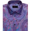 Alimens & Gentle Mens Paisley Dress Shirt Long Sleeve Luxury Button Down Floral Shirt Party Casual Wedding(Purple Blue)