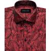 Alimens & Gentle Mens Paisley Dress Shirt Long Sleeve Luxury Button Down Floral Shirt Party Casual Wedding(Red)