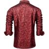 Alimens & Gentle Mens Paisley Dress Shirt Long Sleeve Luxury Button Down Floral Shirt Party Casual Wedding(Red)