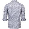 Alimens & Gentle Mens Paisley Dress Shirt Long Sleeve Luxury Button Down Floral Shirt Party Casual Wedding(Silver)