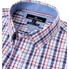 Alimens & Gentle Men’s Plaid Button Down Shirts Cotton Long Sleeve Dress Shirts Regular Fit Gingham Shirts(Navy Red  Plaid 2)