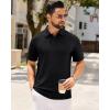 Alimens & Gentle Mens Polo Shirts Short Sleeve Textured Knit Casual Beach Vacation Stretchy Golf Shirts(Black)