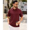 Alimens & Gentle Mens Polo Shirts Short Sleeve Textured Knit Casual Beach Vacation Stretchy Golf Shirts(Burgundy)