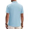 Alimens & Gentle Mens Polo Shirts Short Sleeve Textured Knit Casual Beach Vacation Stretchy Golf Shirts(Light Blue)