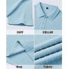 Alimens & Gentle Mens Polo Shirts Short Sleeve Textured Knit Casual Beach Vacation Stretchy Golf Shirts(Light Blue)