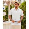 Alimens & Gentle Mens Polo Shirts Short Sleeve Textured Knit Casual Beach Vacation Stretchy Golf Shirts(White)