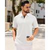 Alimens & Gentle Mens Polo Shirts Short Sleeve Textured Knit Casual Beach Vacation Stretchy Golf Shirts(White)