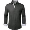Alimens & Gentle Mens Printed Dress Shirts Long Sleeve Wrinkle Free Button Down Shirt Regular Fit Casual Business Tops(Black Flake)