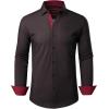 Alimens & Gentle Mens Printed Dress Shirts Long Sleeve Wrinkle Free Button Down Shirt Regular Fit Casual Business Tops(Burgundy)