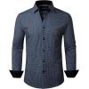 Alimens & Gentle Mens Printed Dress Shirts Long Sleeve Wrinkle Free Button Down Shirt Regular Fit Casual Business Tops(Deep Blue)