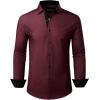 Alimens & Gentle Mens Printed Dress Shirts Long Sleeve Wrinkle Free Button Down Shirt Regular Fit Casual Business Tops(Red)