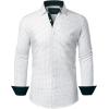 Alimens & Gentle Mens Printed Dress Shirts Long Sleeve Wrinkle Free Button Down Shirt Regular Fit Casual Business Tops(White Black)