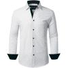 Alimens & Gentle Mens Printed Dress Shirts Long Sleeve Wrinkle Free Button Down Shirt Regular Fit Casual Business Tops(White Flower)
