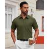 Alimens & Gentle Men’s Short Sleeve Dress Shirt(Army Green)