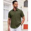 Alimens & Gentle Men’s Short Sleeve Dress Shirt(Army Green)