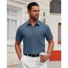 Alimens & Gentle Men’s Short Sleeve Dress Shirt(Captain Blue)
