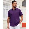 Alimens & Gentle Men’s Short Sleeve Dress Shirt(Dark Purple)