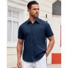 Alimens & Gentle Men’s Short Sleeve Dress Shirt(Navy Blue)