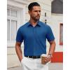 Alimens & Gentle Men’s Short Sleeve Dress Shirt(Peacock Blue)