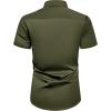 Alimens & Gentle Mens Short Sleeve Dress Shirts Wrinkle Free Solid Casual Button Down Shirts with Pocket(Army Green)