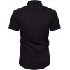 Alimens & Gentle Mens Short Sleeve Dress Shirts Wrinkle Free Solid Casual Button Down Shirts with Pocket(Black Red)