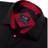 Alimens & Gentle Mens Short Sleeve Dress Shirts Wrinkle Free Solid Casual Button Down Shirts with Pocket(Black Red)