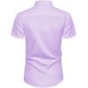 Alimens & Gentle Mens Short Sleeve Dress Shirts Wrinkle Free Solid Casual Button Down Shirts with Pocket(Light Purple)