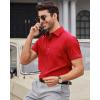 Alimens & Gentle Mens Short Sleeve Dress Shirts Wrinkle Free Solid Casual Button Down Shirts with Pocket(Red)