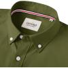 Alimens & Gentle Mens Solid Oxford Shirt Long Sleeve Dress Shirt Work Casual Button Down Shirts with Pocket(Army Green)