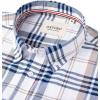 Alimens & Gentle Mens Solid Oxford Shirt Long Sleeve Dress Shirt Work Casual Button Down Shirts with Pocket(Check-light Blue & White)