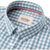 Alimens & Gentle Mens Solid Oxford Shirt Long Sleeve Dress Shirt Work Casual Button Down Shirts with Pocket(Plaid-green White)