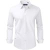 Alimens & Gentle Men’s Stretch Stain Shield and Wrinkle Free Long Sleeve Solid Business Wedding Button Down Shirts