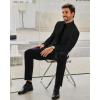 Alimens & Gentle Stretch Mens Dress Shirts Slim Fit Long Sleeve Casual Skinny Muscle Fit Wrinkle Free Button Down Shirt(Black)