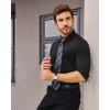Alimens & Gentle Stretch Mens Dress Shirts Slim Fit Long Sleeve Casual Skinny Muscle Fit Wrinkle Free Button Down Shirt(Black)