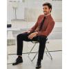 Alimens & Gentle Stretch Mens Dress Shirts Slim Fit Long Sleeve Casual Skinny Muscle Fit Wrinkle Free Button Down Shirt(Brown)