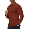Alimens & Gentle Stretch Mens Dress Shirts Slim Fit Long Sleeve Casual Skinny Muscle Fit Wrinkle Free Button Down Shirt(Brown)