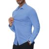 Alimens & Gentle Stretch Mens Dress Shirts Slim Fit Long Sleeve Casual Skinny Muscle Fit Wrinkle Free Button Down Shirt(Classic Blue)