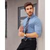 Alimens & Gentle Stretch Mens Dress Shirts Slim Fit Long Sleeve Casual Skinny Muscle Fit Wrinkle Free Button Down Shirt(Cool Blue)