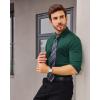 Alimens & Gentle Stretch Mens Dress Shirts Slim Fit Long Sleeve Casual Skinny Muscle Fit Wrinkle Free Button Down Shirt(Green)