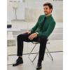 Alimens & Gentle Stretch Mens Dress Shirts Slim Fit Long Sleeve Casual Skinny Muscle Fit Wrinkle Free Button Down Shirt(Green)