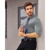 Alimens & Gentle Stretch Mens Dress Shirts Slim Fit Long Sleeve Casual Skinny Muscle Fit Wrinkle Free Button Down Shirt(Grey)