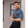 Alimens & Gentle Stretch Mens Dress Shirts Slim Fit Long Sleeve Casual Skinny Muscle Fit Wrinkle Free Button Down Shirt(Infinity Blue)