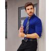 Alimens & Gentle Stretch Mens Dress Shirts Slim Fit Long Sleeve Casual Skinny Muscle Fit Wrinkle Free Button Down Shirt(Klein Blue)